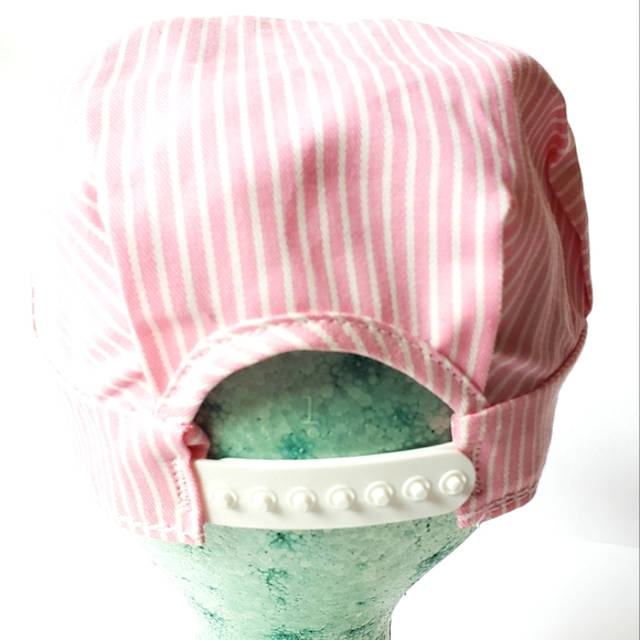 Striped Pale Pink Train Engineer Cap - Picture 5 of 8